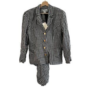 Vintage Lloyd Williams Womens Houndstooth Blazer and skirt size 16 Black & White